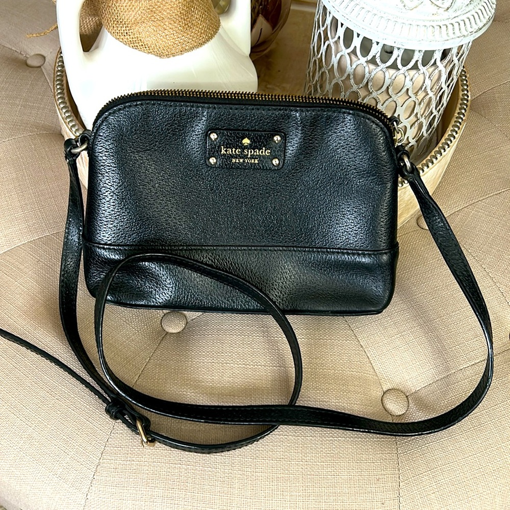 kate spade Black Pebbled Leather Dome Crossbody
